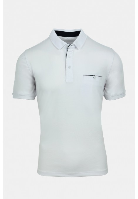 Man's white polo t-shirt with pocket