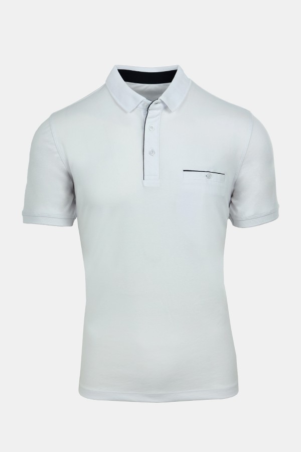 Man's white polo t-shirt with pocket