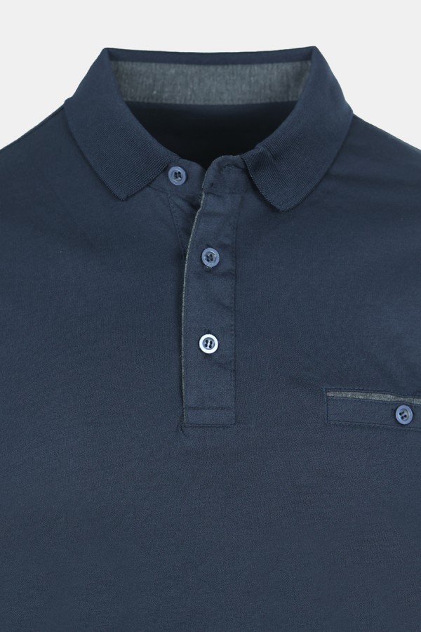 Man's dark blue polo t-shirt with pocket