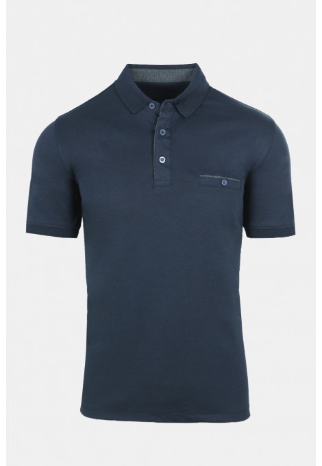 Man's dark blue polo t-shirt with pocket