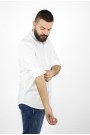 Ανδρικό λευκό λινό πουκάμισο μάο slim fit 