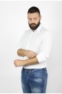  Ανδρικό λευκό  λινό πουκάμισο slim fit