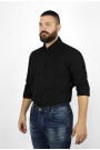 Ανδρικό μαύρο λινό πουκάμισο slim fit