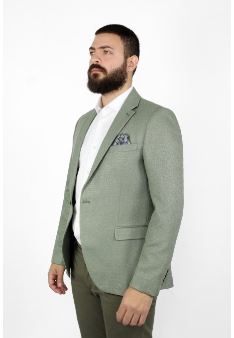 Ανδρικό πράσινο σακάκι με σχέδιο ύφανσης mixed wool