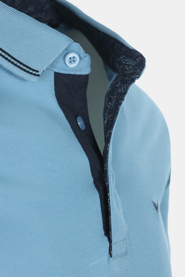Man's aqua polo t-shirt