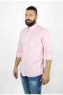 Ανδρικό ροζ  λινό πουκάμισο μάο slim fit