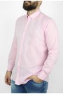 Ανδρικό ροζ  λινό πουκάμισο μάο slim fit
