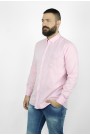 Ανδρικό ροζ λινό πουκάμισο μάο slim fit Ανδρικό ροζ λινό πουκάμισο μάο slim fit