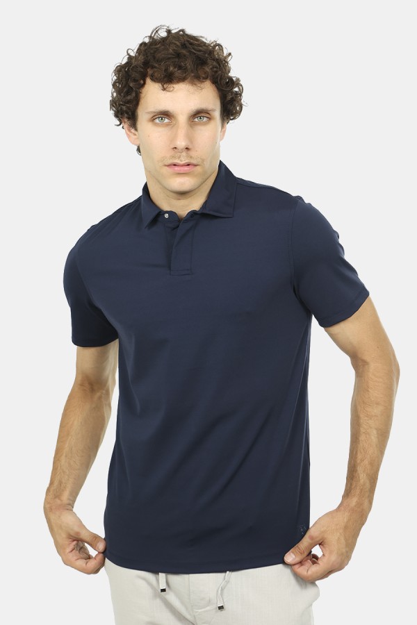 Men dark blue polo t-shirt