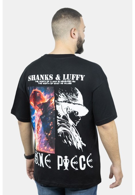 ONE PIECE Men's Black Oversize T-shirt
