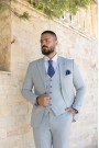 Men's Light Grey Suit Lightweight Mixed Wool