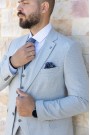 Men's Light Grey Suit Lightweight Mixed Wool