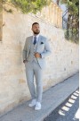 Men's Light Grey Suit Lightweight Mixed Wool
