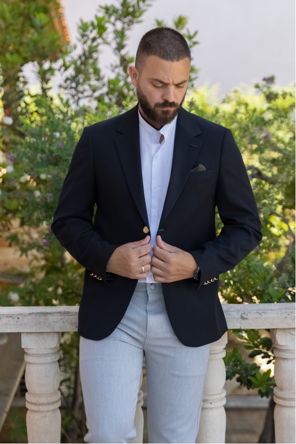 Ανδρικό Μαύρο Σακάκι Mixed Wool