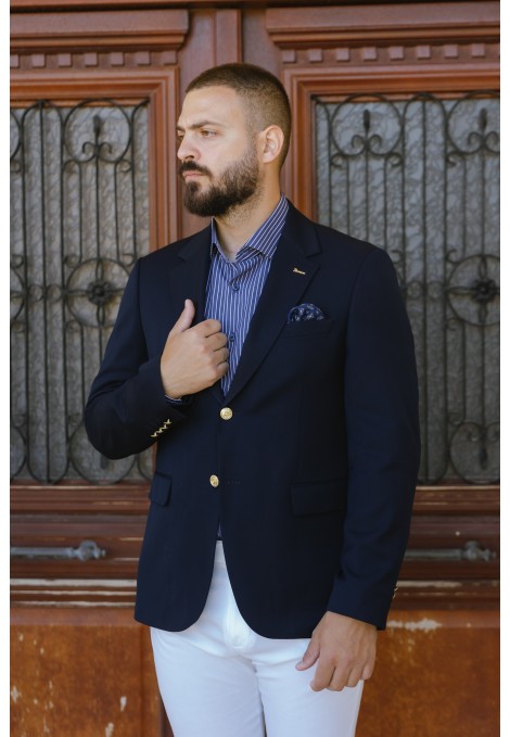 Ανδρικό Σκούρο Mπλε Σακάκι Mixed Wool