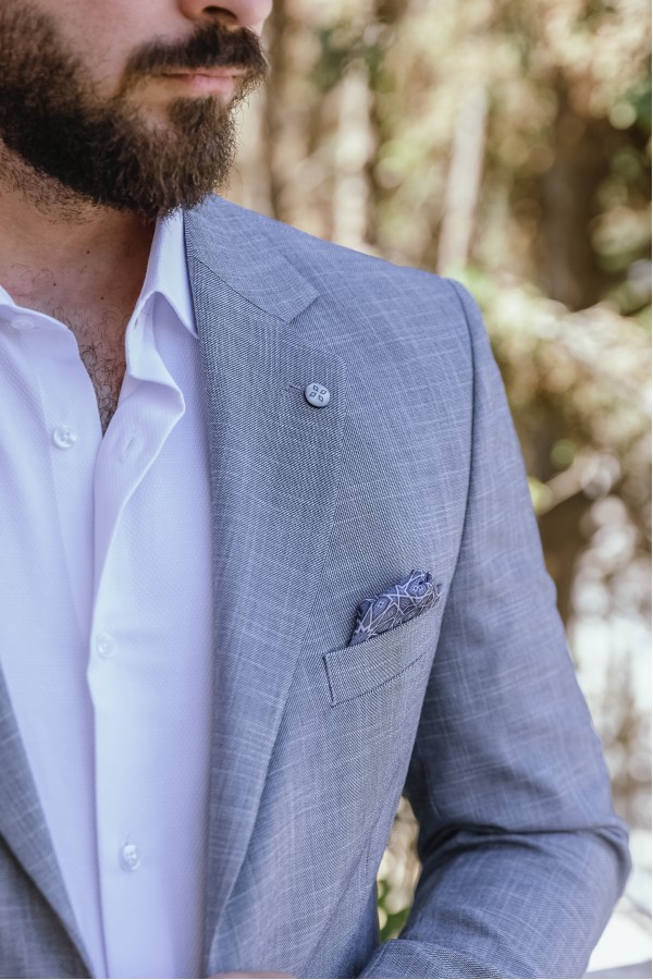 Men's summer Suit in Sky Blue-Mixed Wool