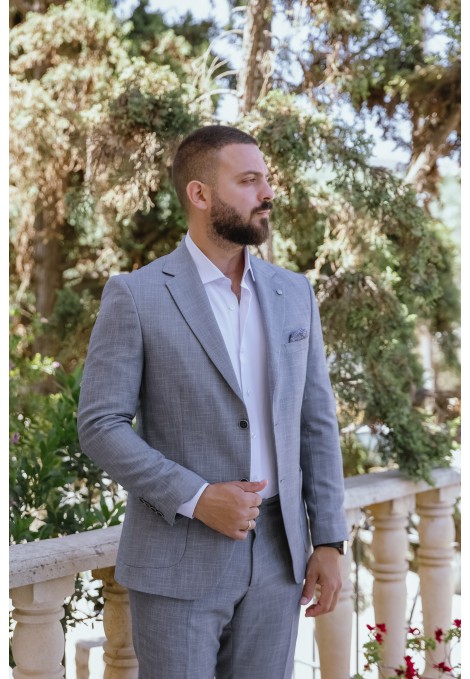 Men's summer Suit in Sky Blue-Mixed Wool