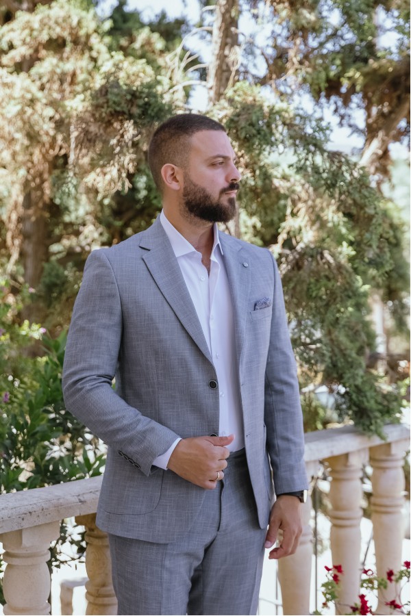 Men's summer Suit in Sky Blue-Mixed Wool