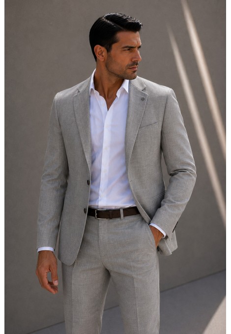 Men's light grey suit Mixed Wool