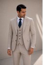Ανδρικό Μπεζ Κοστούμι Mixed Wool