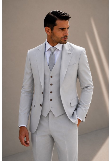 Ανδρικό Ανοιχτό Γκρι Κοστούμι Mixed Wool