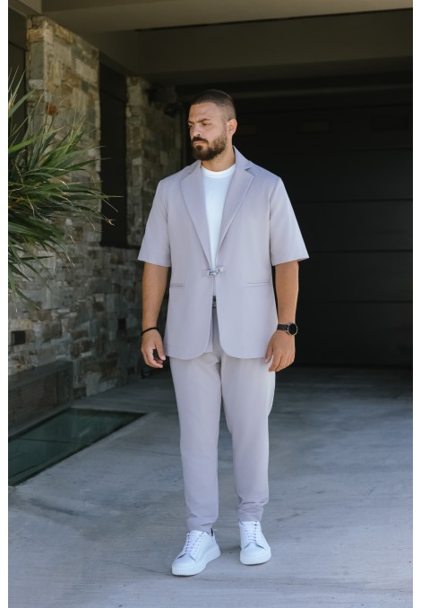 Ανδρικό Γκρι Παντελόνι Relaxed Tailoring με Πιέτες 