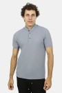 Men's Mandarin Collar Polo Shirt in Grey
