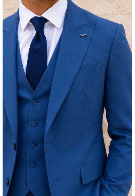 Men's Blue Suit Lightweight Mixed Wool