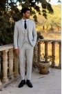 Men's Light Grey Suit Lightweight Mixed Wool