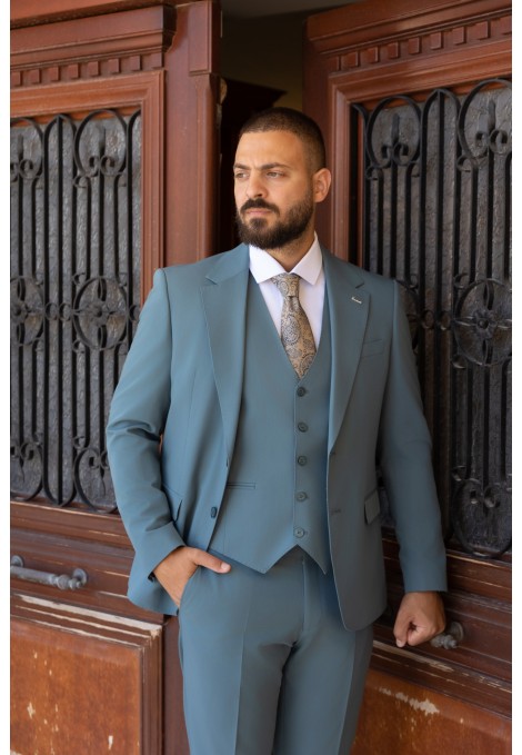 Men's Petrol Suit Mixed Wool