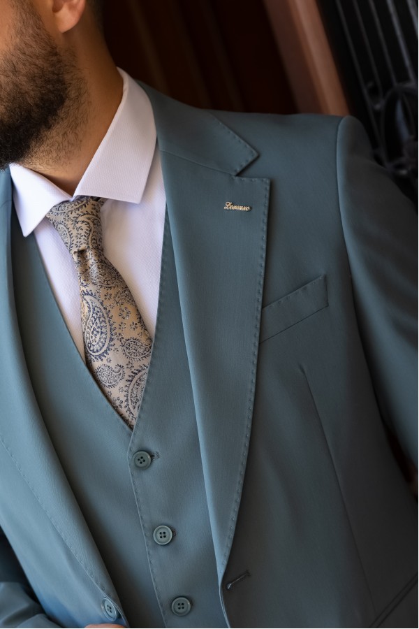 Men's Petrol Suit Mixed Wool