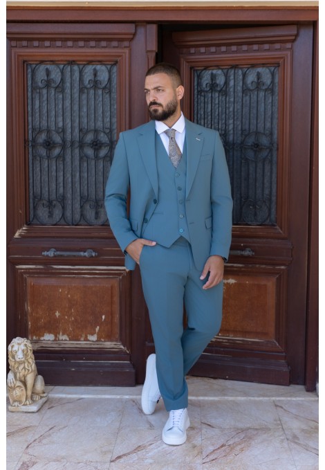 Men's Petrol Suit Mixed Wool