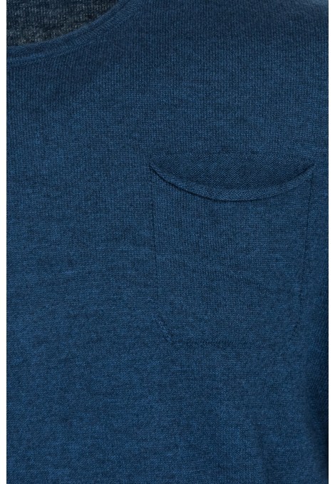 Μπλε Πλεκτη Μπλουζα με Τσεπακι (W182175)