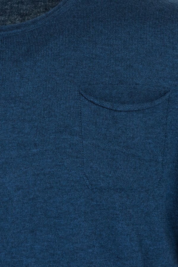 La pupa μπλε πλεκτή μπλούζα με τσεπάκι (w182175)