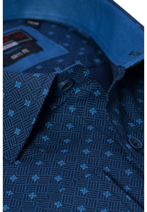 Blue Printed Shirt Slim Fit (W191146)