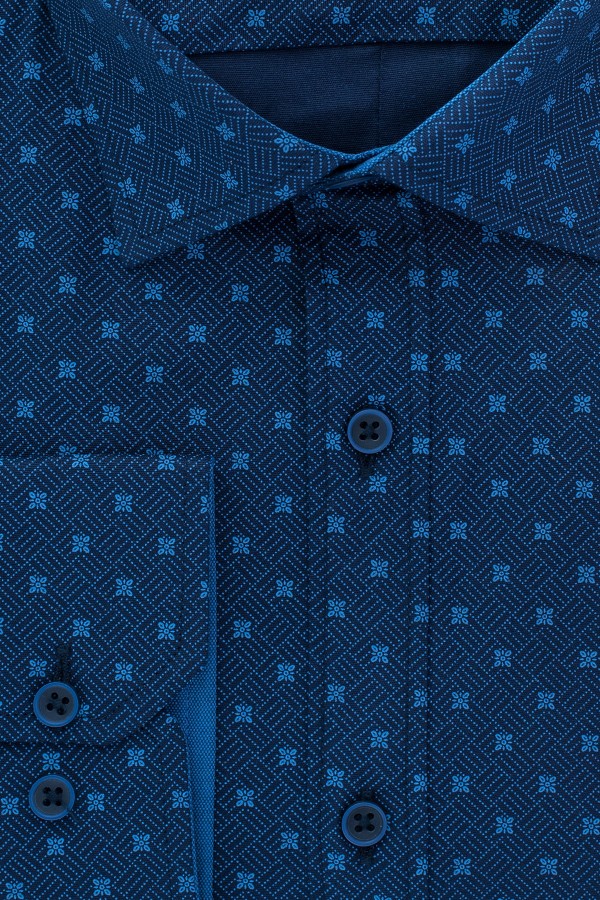 La pupa blue printed shirt slim fit (w191146)