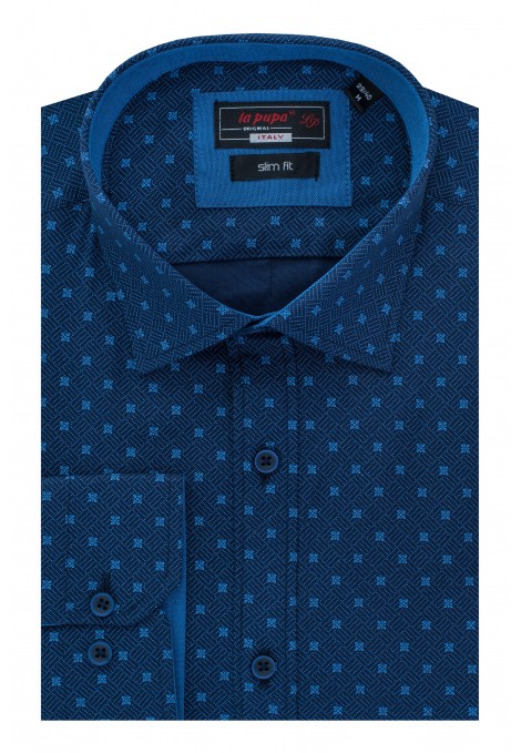 Blue Printed Shirt Slim Fit (W191146)