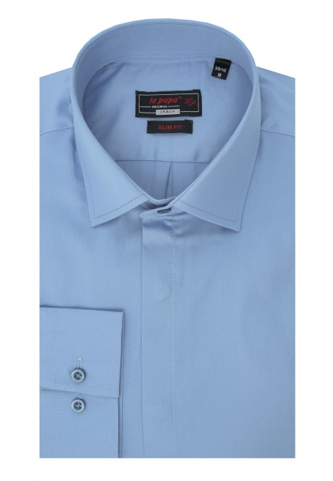 La pupa sky blue 100% cotton plain shirt slim fit (w192055)