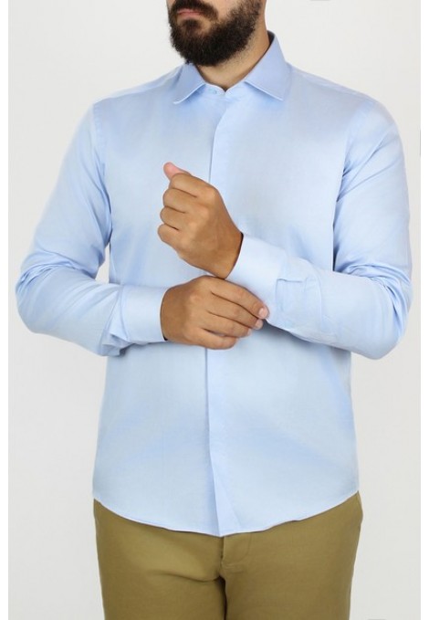 Ανδρικό σιελ πουκάμισο slim fit 