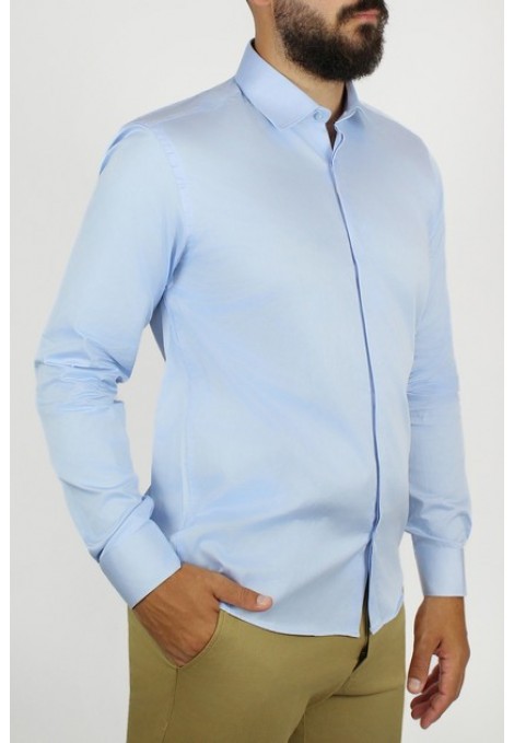 Ανδρικό σιελ πουκάμισο slim fit 
