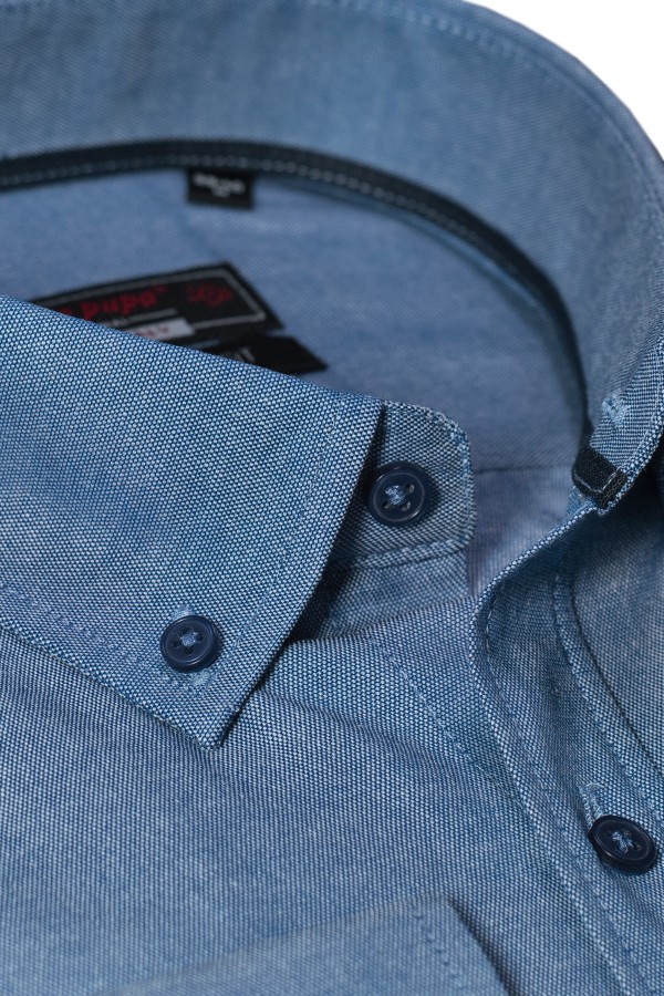 Sky Blue  Shirt with Textured Weave and  Pocket Regular Fit (W19801)