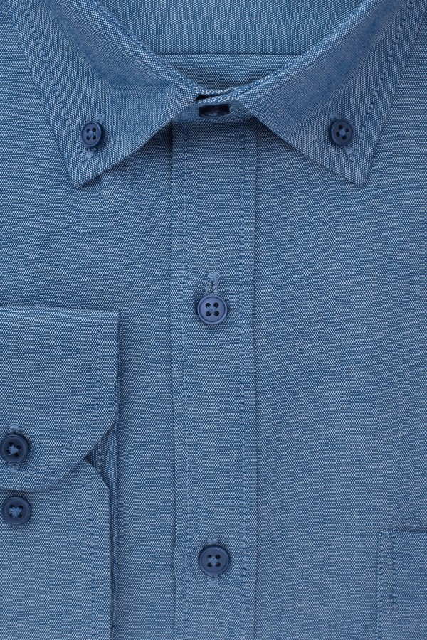 Sky Blue  Shirt with Textured Weave and  Pocket Regular Fit (W19801)