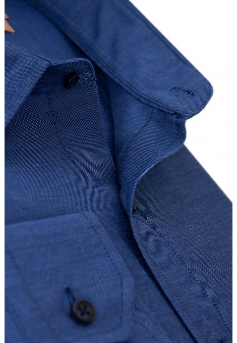 Ανδρικό μπλέ πουκάμισο με σχέδιο ύφανσης slim fit     