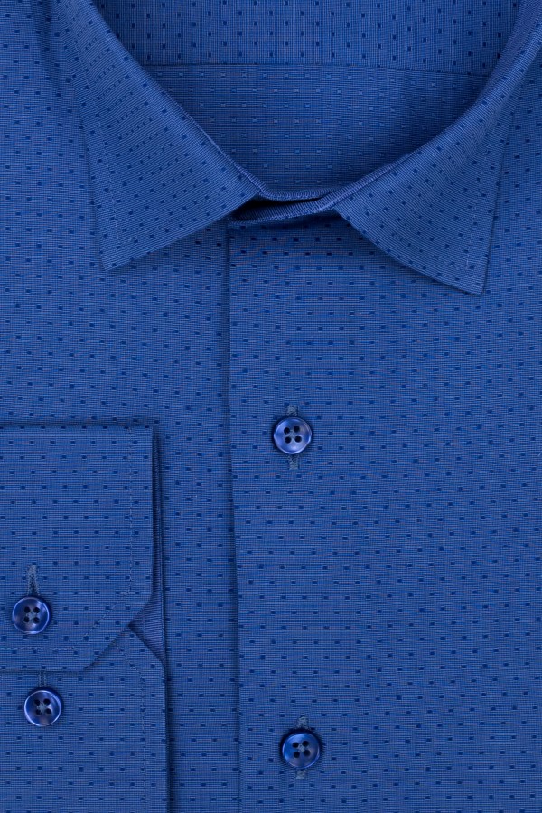 Blue Plain Shirt with micro-Textured Weave (W21022)