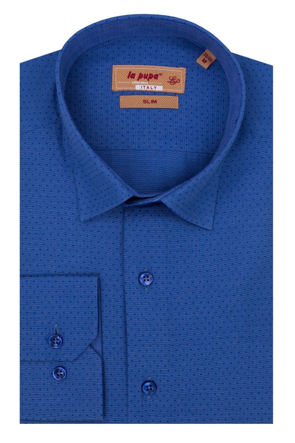 Blue Plain Shirt with micro-Textured Weave (W21022)