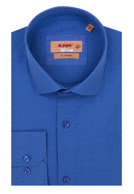 Blue Shirt with micro-Textured Weave (W21081)