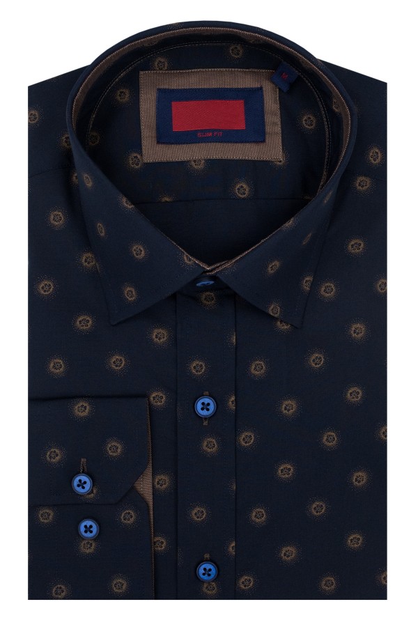 Dark Blue Printed Shirt (W21201)