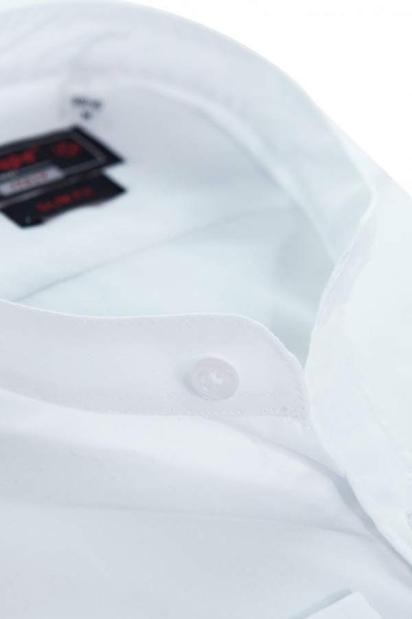 White Stand-Up Collar Shirt Slim (W21341)