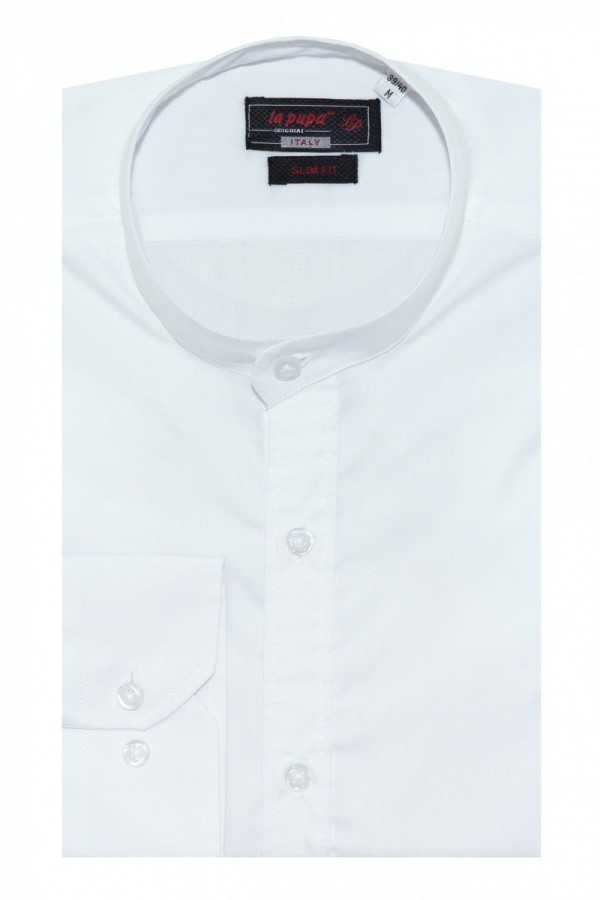 White Stand-Up Collar Shirt Slim (W21341)