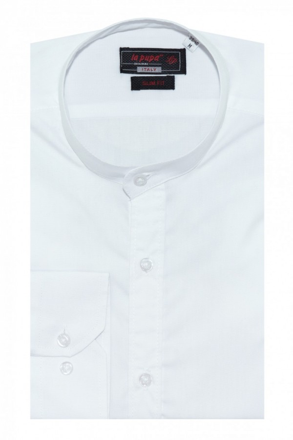 La pupa white stand-up collar shirt slim (w21341)